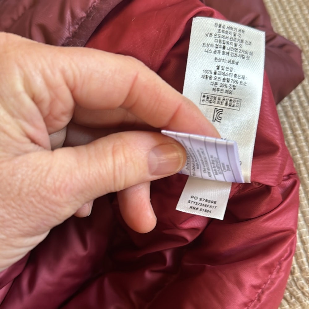 Patagonia Snap-T down sweater puffy pullover drumfire red maroon NWOT women’s L - Picture 14 of 14